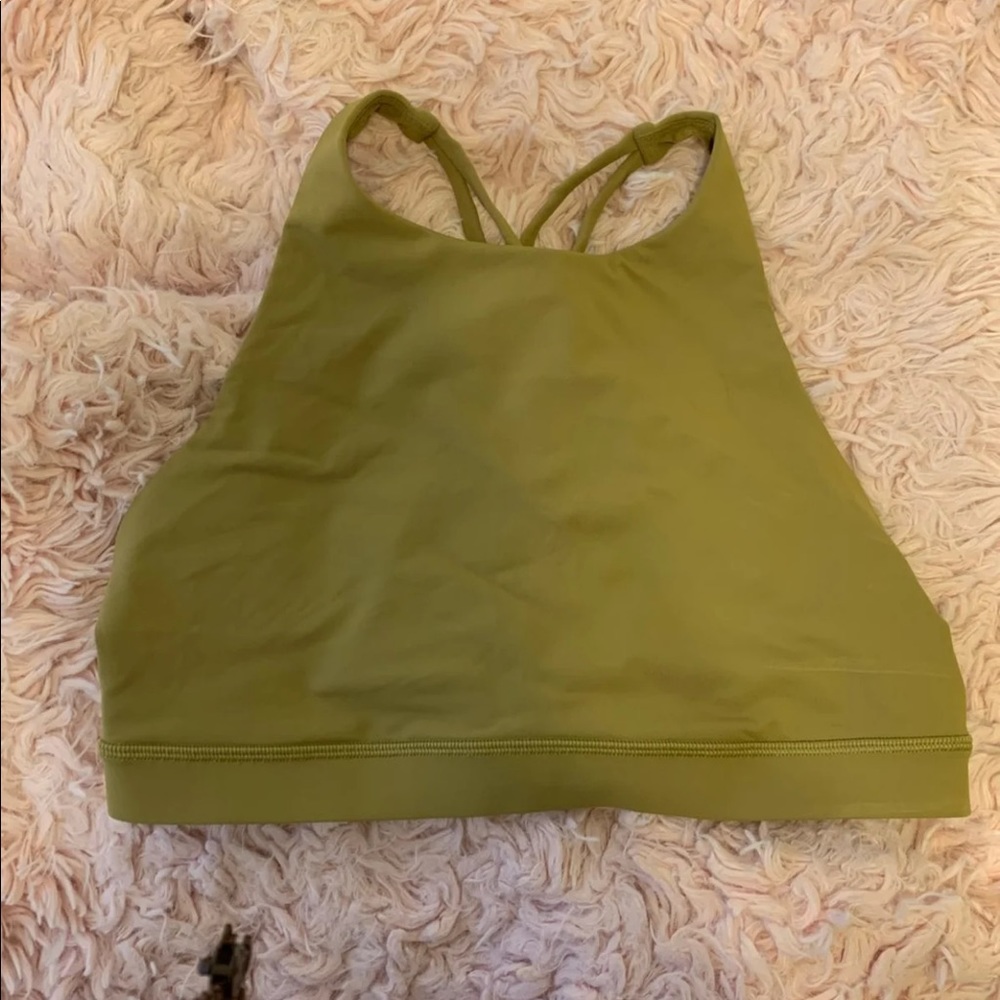 lululemon green high neck energy sports bra